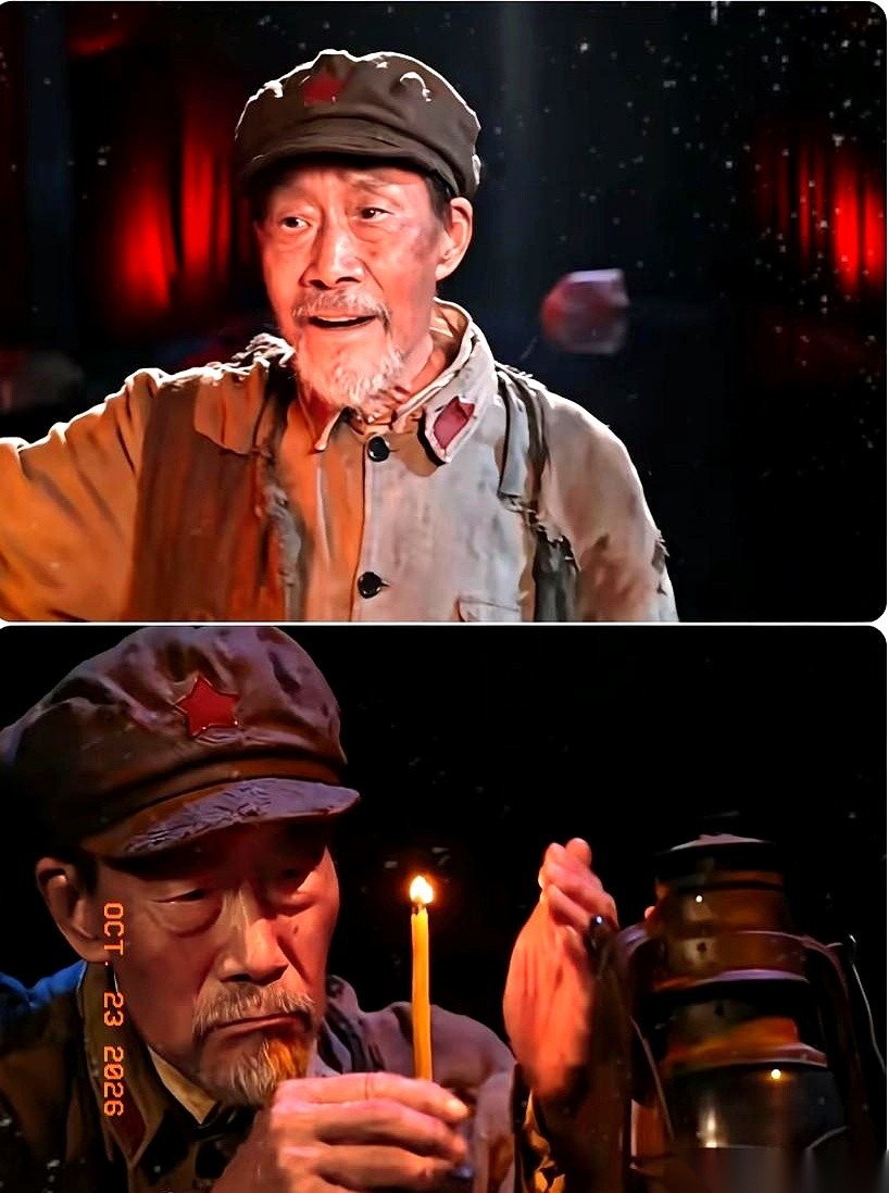 72岁的李雪健在鼻咽癌治愈后既失聪又无法说话，依然参加了央视文艺晚会《长征颂歌》的演出。
演一个红军炊事班长全程没有台词，他全靠提前背熟对手演员的词，盯着对方口型用听不见的声音搭戏。
场外关于他究竟是该回家里颐养天年、还是该冒着身体风险继续登台的争论至今没有定论。
说实在的，换成任何一个普通人家里的