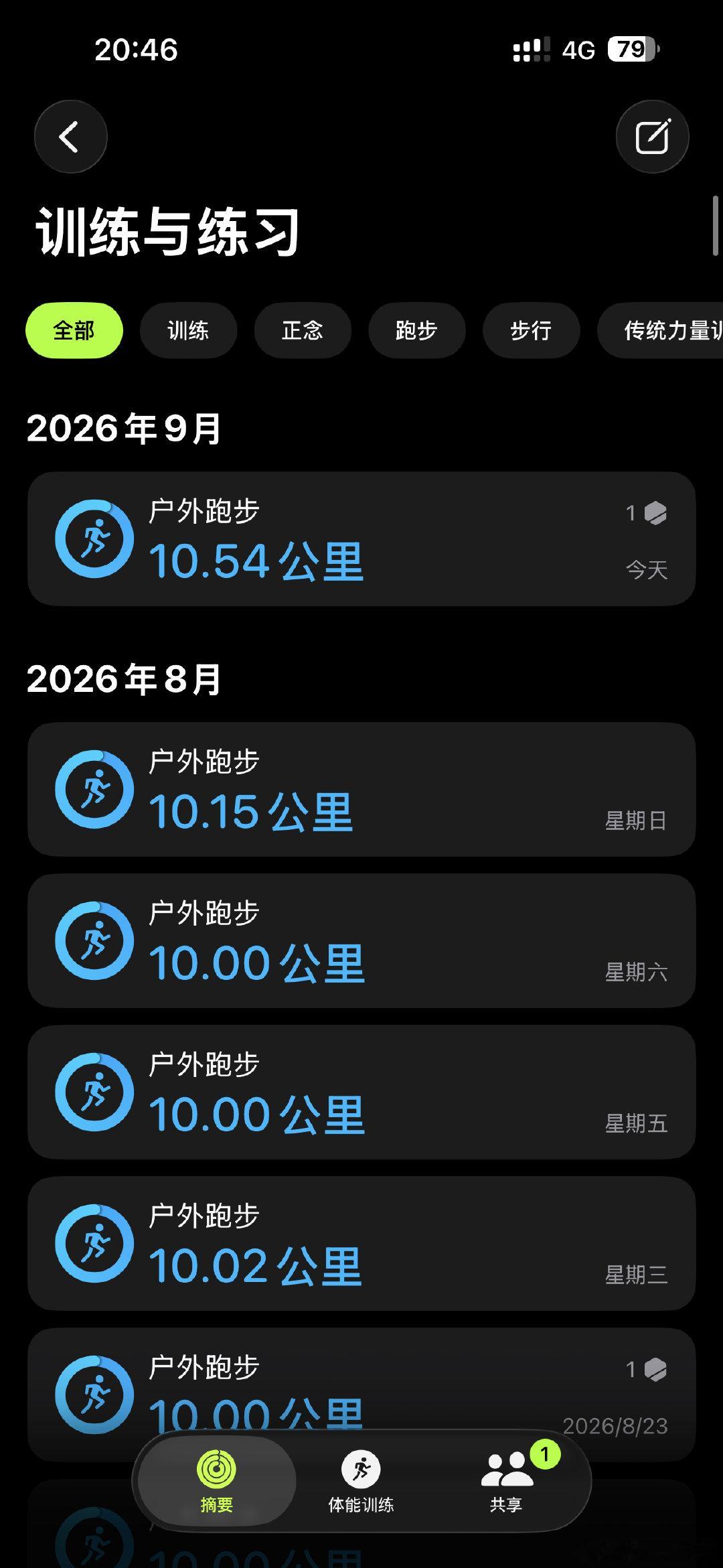 #AppleWatch[超话]#  奥森夜跑10.54公里，第1107个10km奖章。 ​
