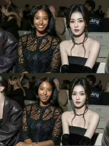 白鹿和科比大女儿同框 白的晃眼