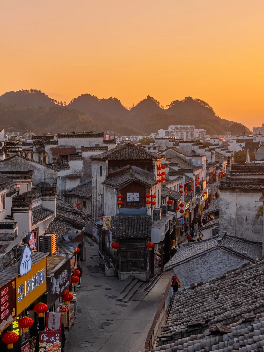 我真幸运！拍到了徽州古城最美机位日落！