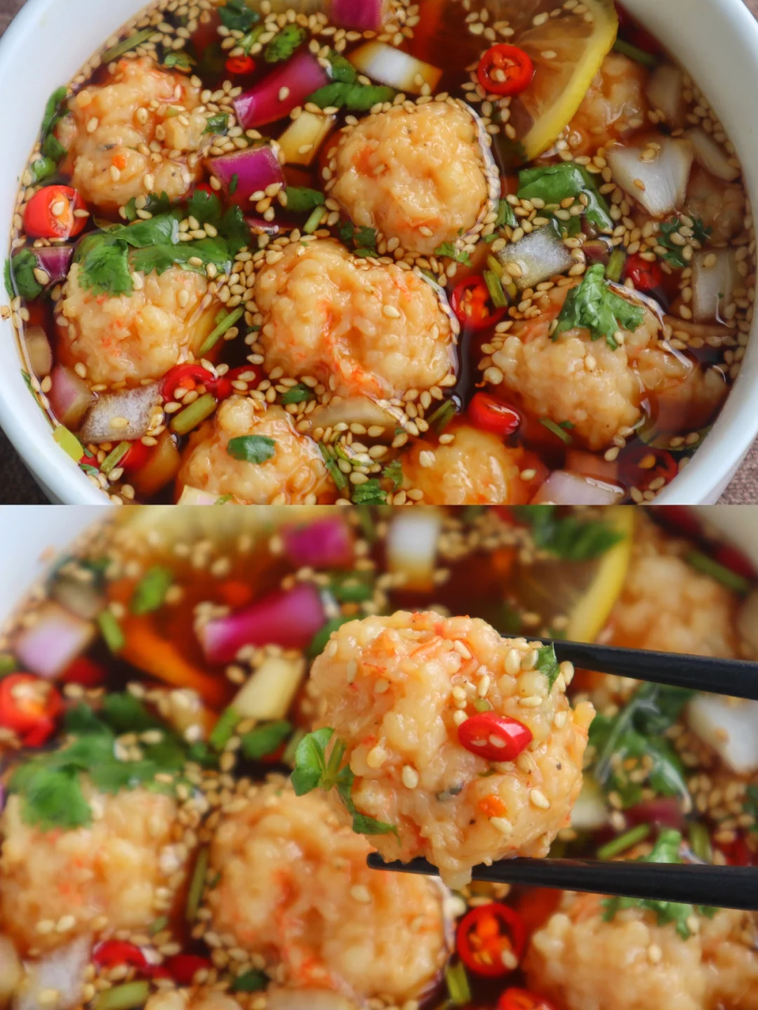 好吃到转圈圈的泰式酸辣捞汁虾滑‼️巨简单