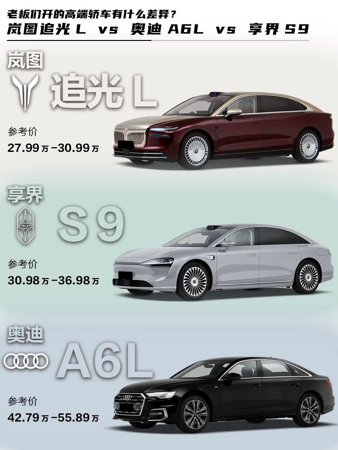 老板座驾大PK｜三款中大型豪华轿车