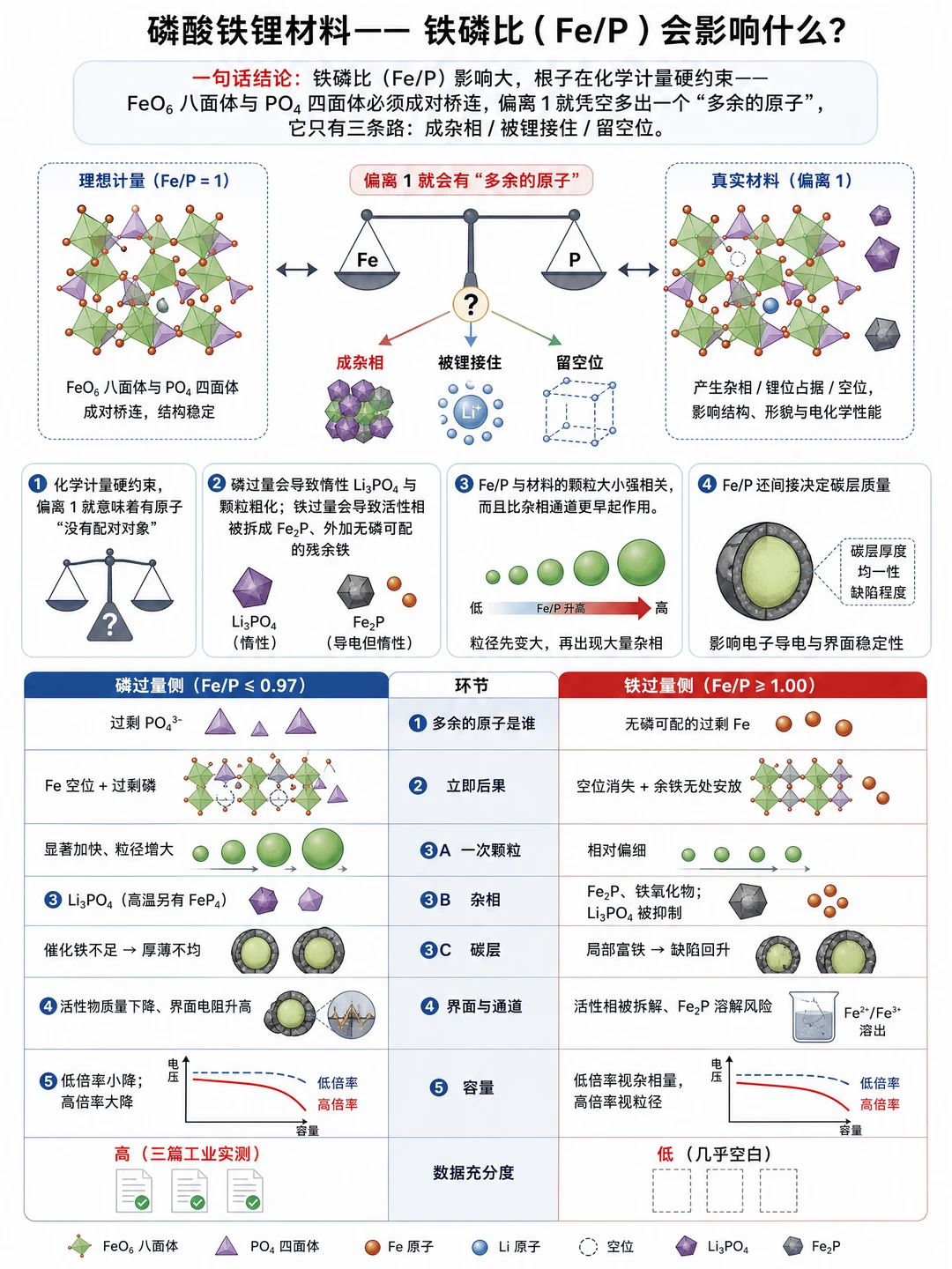 🔋电池小课堂：磷酸铁锂Fe/P比的影响