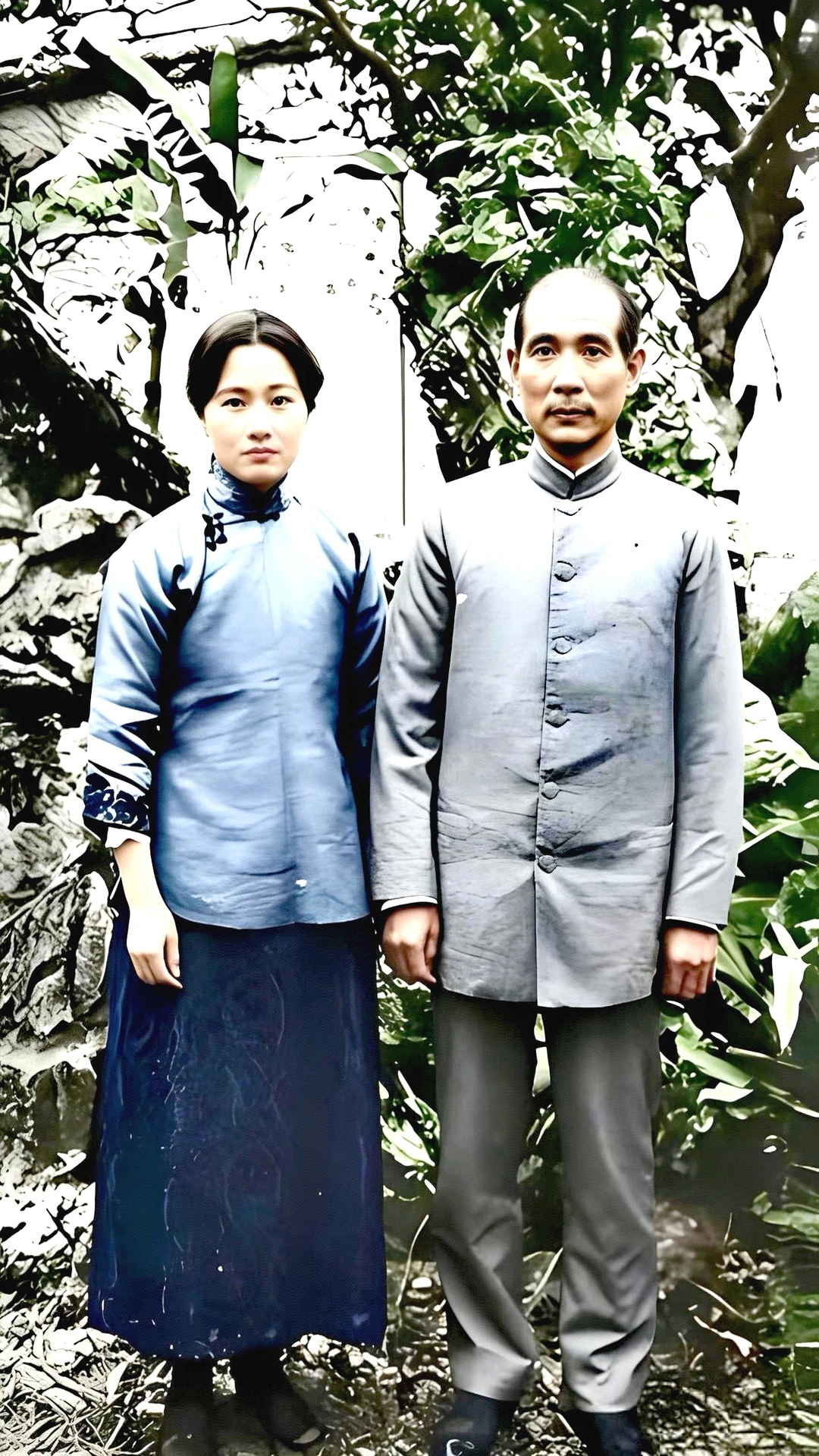 1917年孙中山与宋庆龄在广州合影
