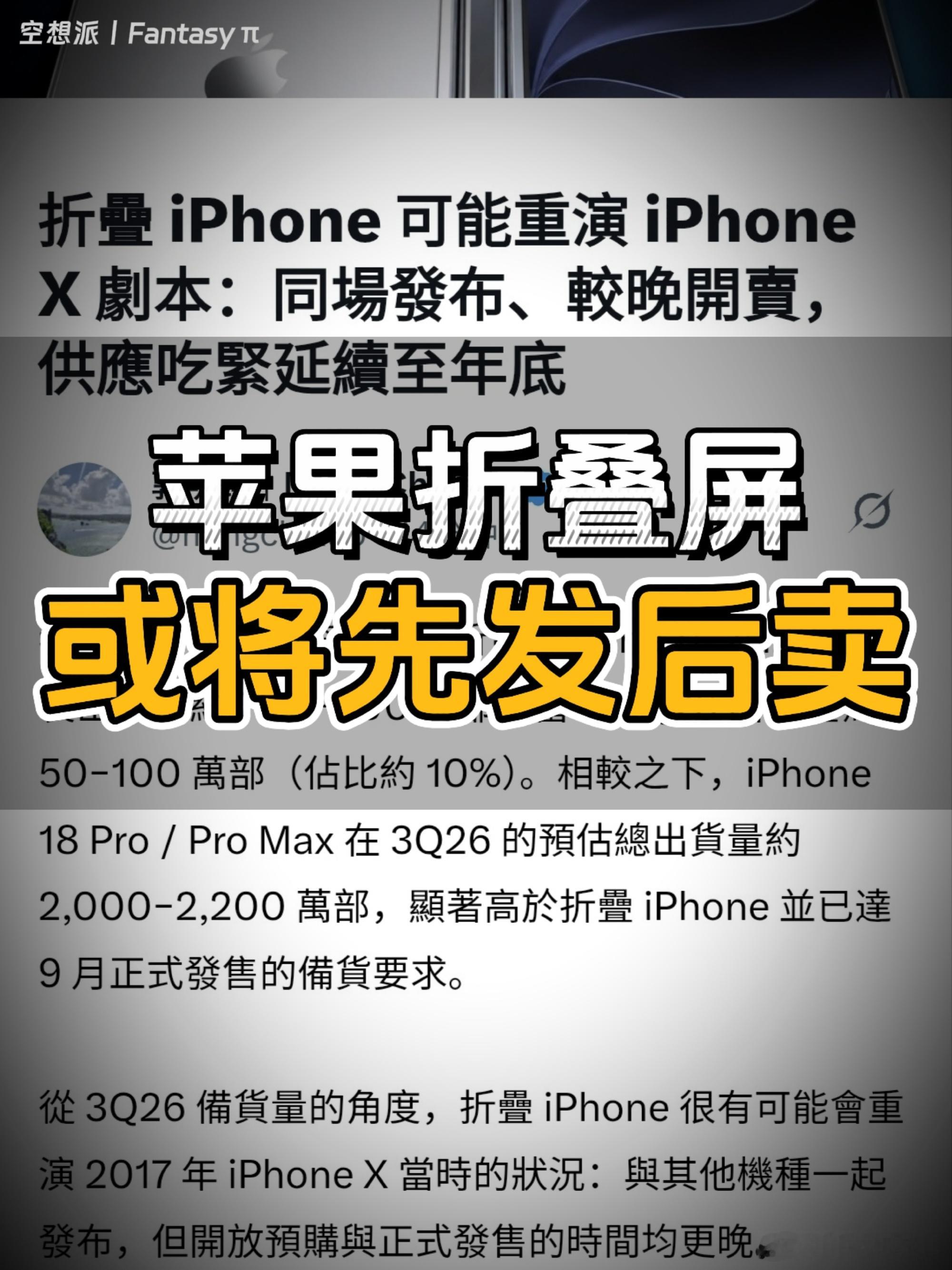 📢苹果折叠屏或将重现 iPhoneX 先发后卖  😯苹果折叠屏或许...