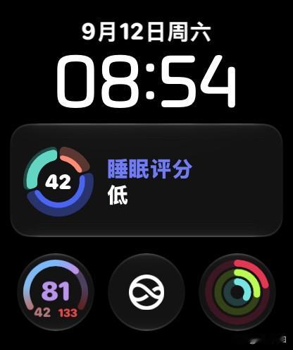 苹果apple watch新表盘换上了，可惜没实质AI。我的睡眠评分有点离谱了，老年人睡眠太差了[流泪]