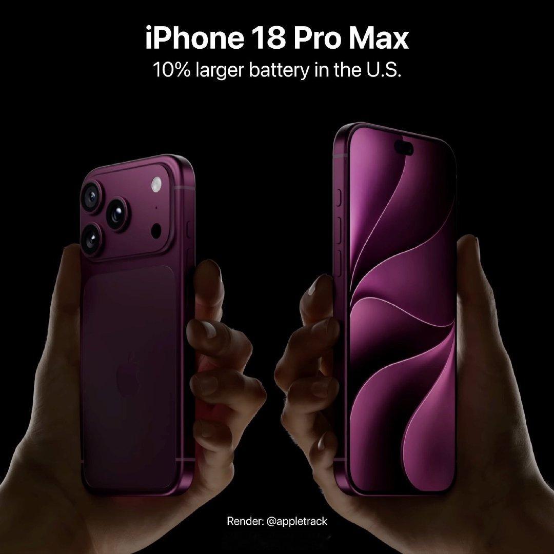 【iPhone 18 Pro Max独占可变光圈：Pro和Pro Max又一次拉开差距】根据最新爆料，iPhone 18 Pro Max eSIM版本的电池为5567mAh，而iPhone 18 Pro eSIM版的电池为4288mAh。除此之外，消息称iPhone 18 Pro Max将独占可变光圈。如果消息属实，这将进一步拉大Pro Max与Pro版本之间的硬件差距。 ​