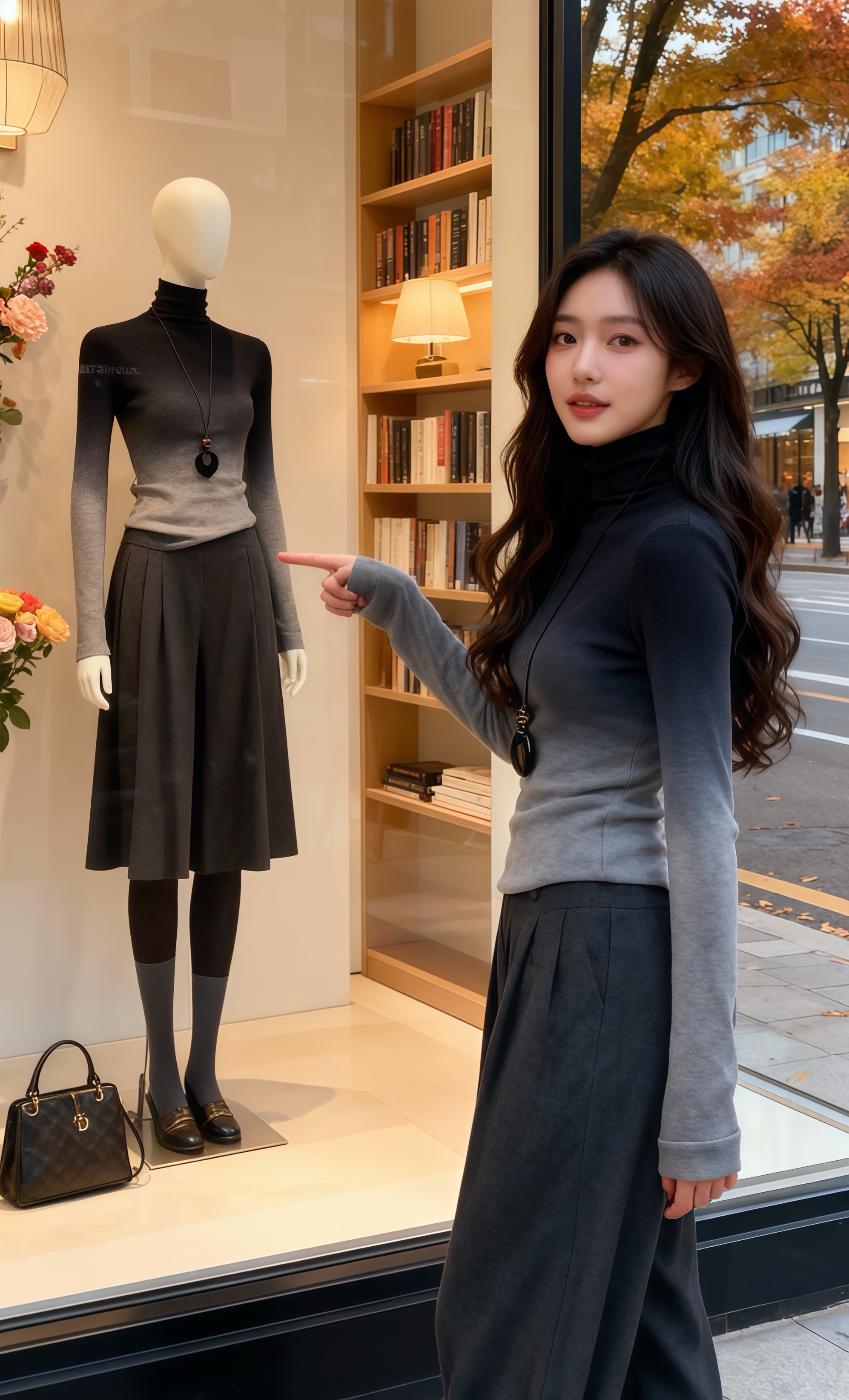 <p>时尚街拍美女 慵懒风 针织衫内搭外穿都好看 街拍气质美女 <!-...