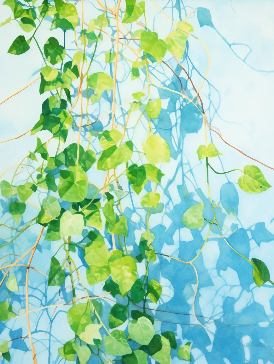 AI水彩：绿色藤蔓