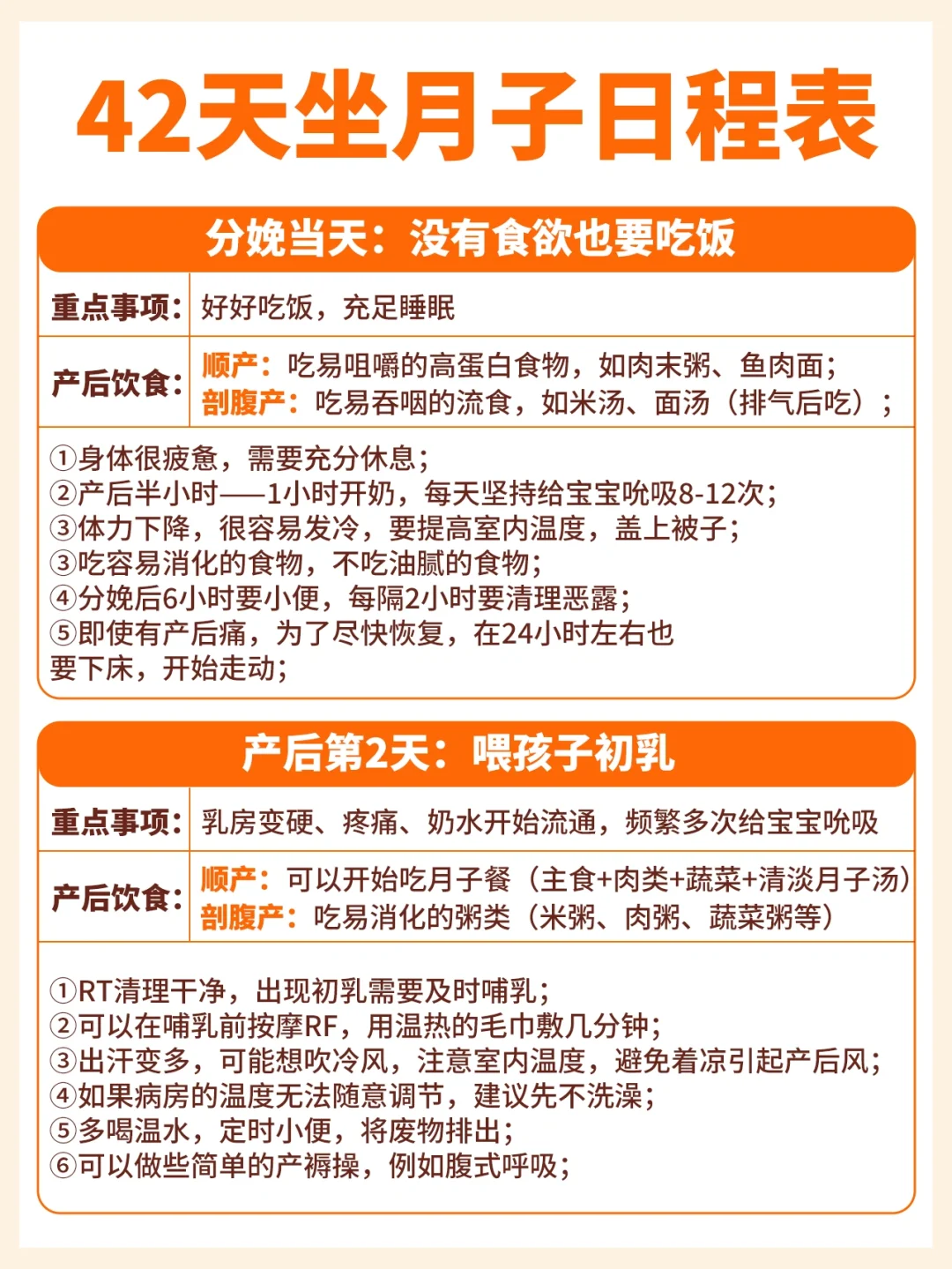 42天坐月子日程表👆打印出来❗老公照做