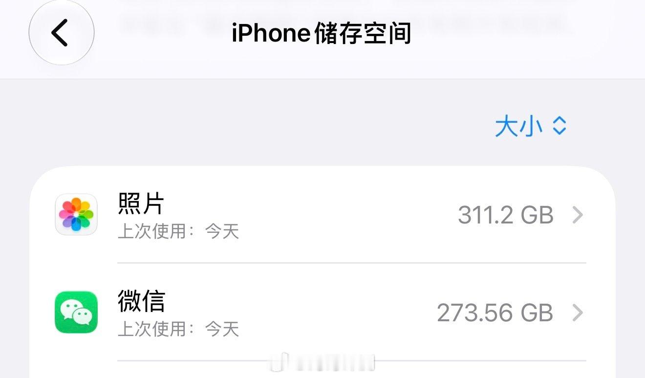 我的这台 iPhone 17 Pro Max 是 1TB 版，光微信就占了 273GB，要是不删照片里面的一些视频，早就已经满了，iPhone 18 Pro Max 估计要上 2TB 了。 ​