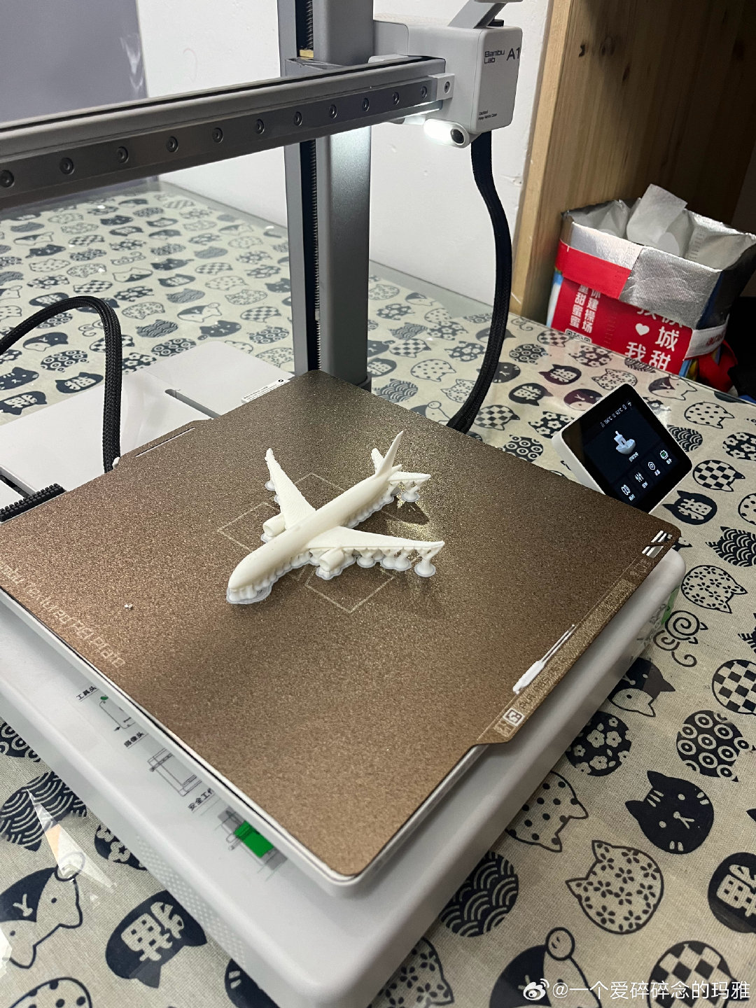 拖同学妈咪的福，可乐幸福🉐参与了3D打印～得到了一个苦力怕，一个飞机，还有一个福建舰，同学妈咪还很耐心地教可乐用电脑操作怎么打印
感觉3D打印真的好玩，我都蠢蠢欲动，很好奇了[笑而不语] ​