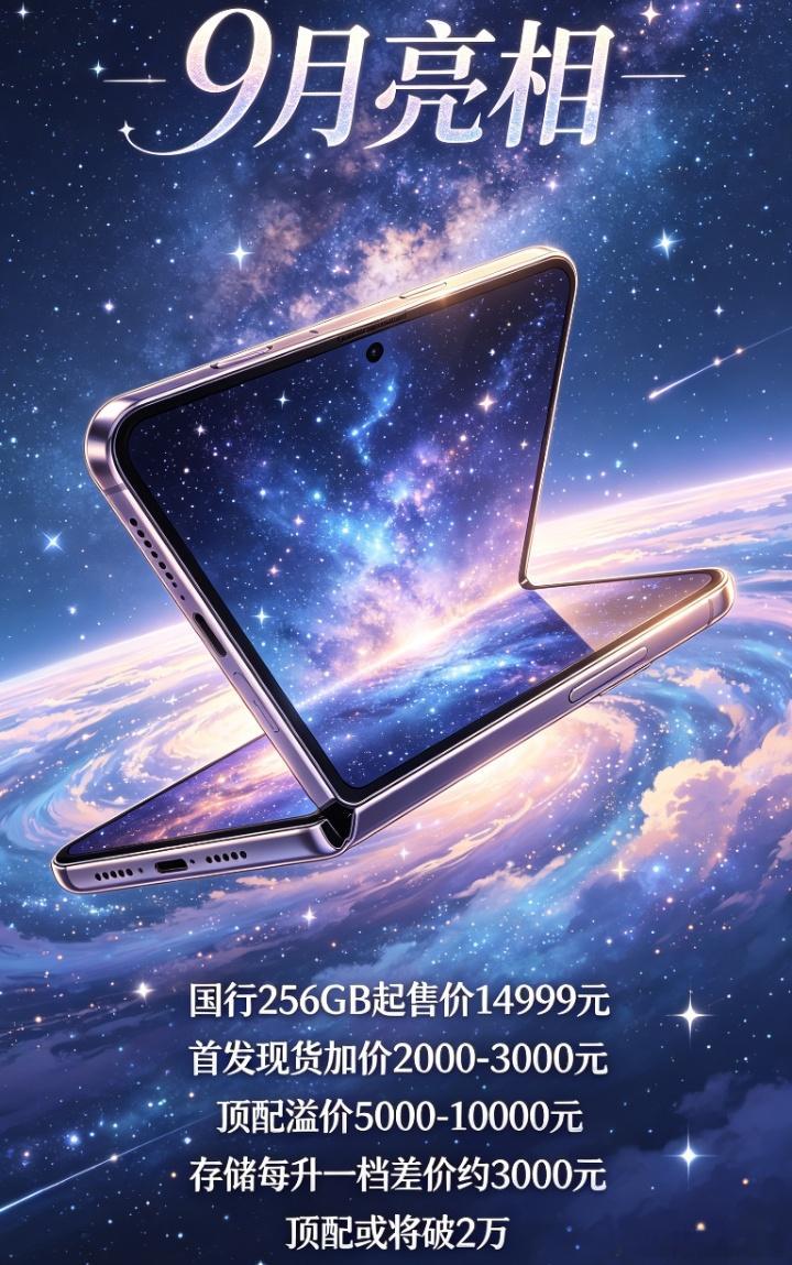 #苹果折叠机溢价#
[比耶][比耶][比耶]苹果首款折叠屏预计9月亮相，网传国行256GB起售价14999元。受产能影响，首发现货渠道普遍加价2000‑3000元，顶配稀缺版本极端溢价可达5000‑10000元。存储每升一档差价约3000元，顶配或将破2万。

[思考][思考][思考]理性看待新机热度，不必跟风加价抢购，待产能爬 ​