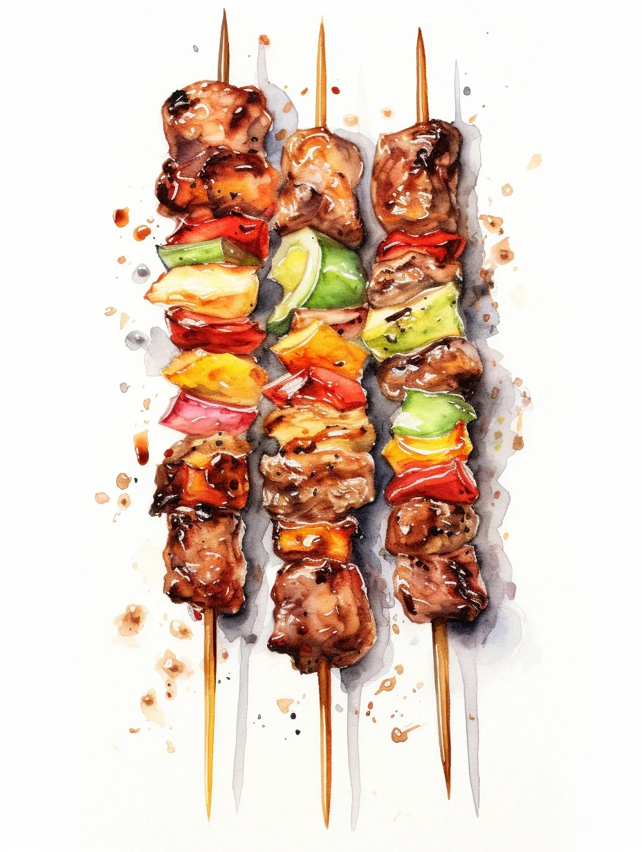 AI水彩：烤串