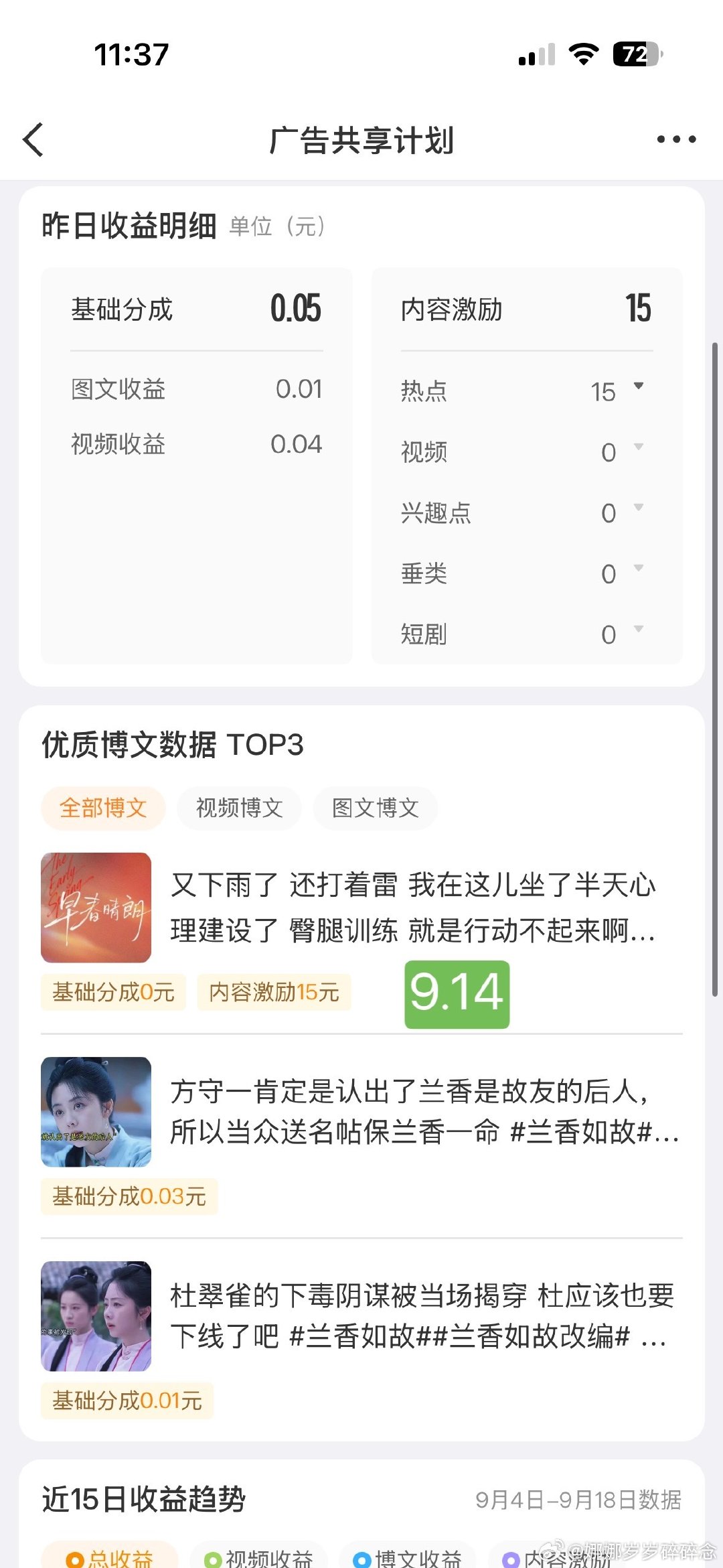 终于挣到大眼的 15 💰了
太不容易了

#iPhone18Pro续航实测#
看测评续航还是没有什么大的提升
续航和信号差一直都是苹果的两大硬伤
但是奈何它系统好用呢 ​