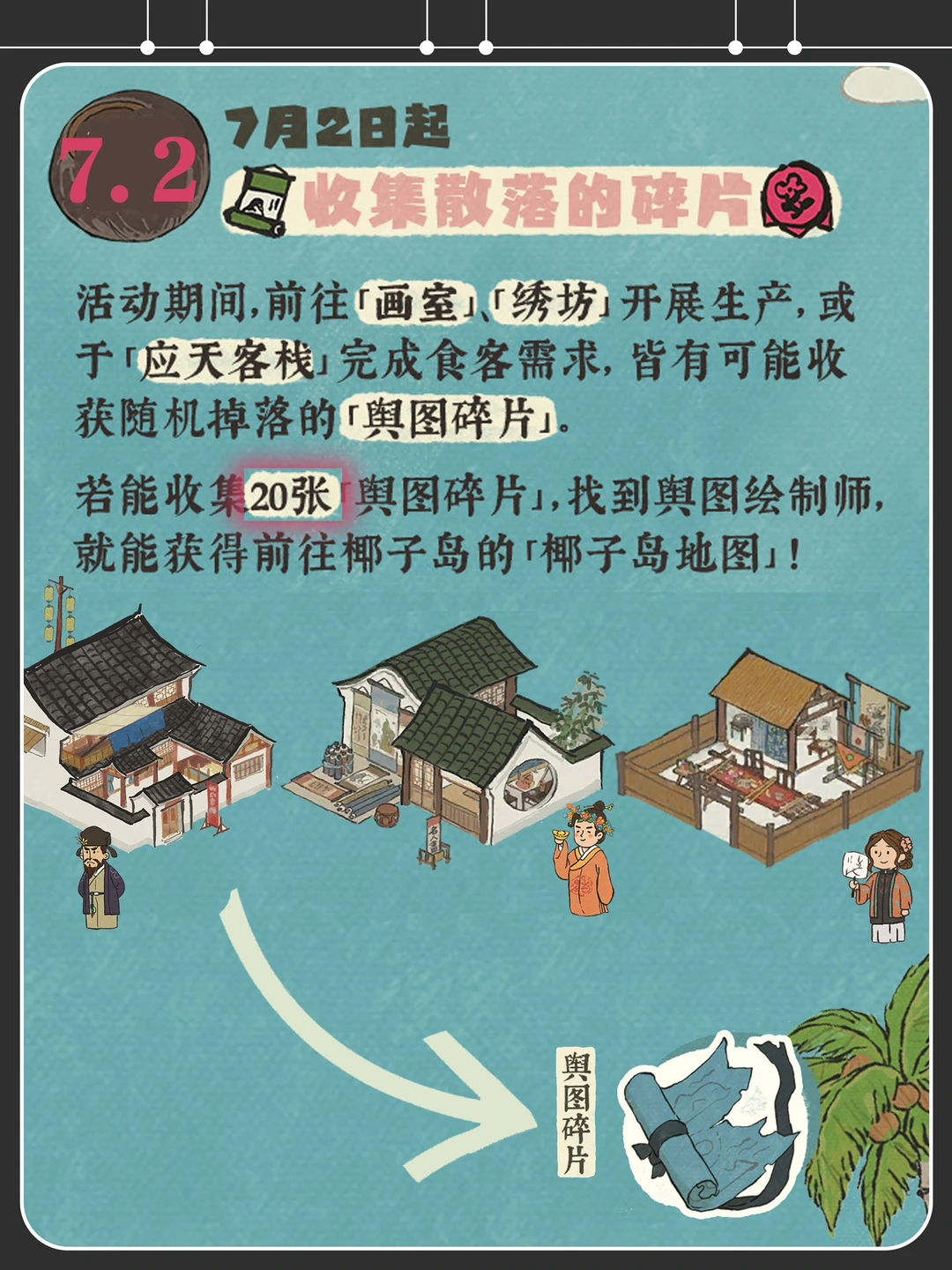 【出发！去往椰子岛】需要两天时间收集碎片