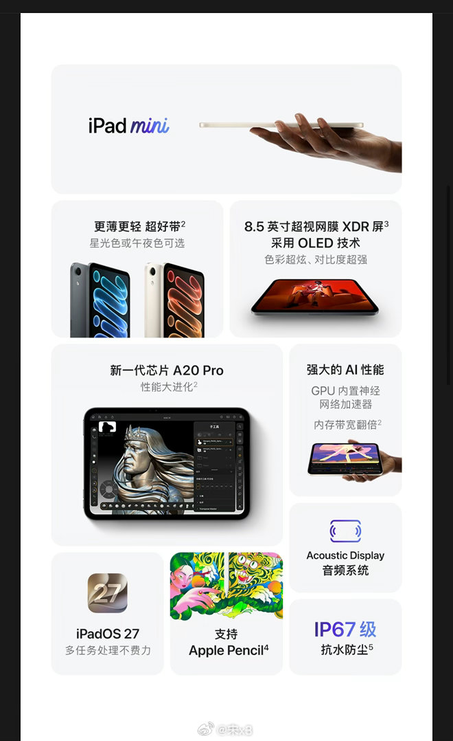 iPad mini连OLED都给了，为什么不给高刷新率？谁来给我洗洗脑，我自己想了一个小时也不能自我催眠。 ​