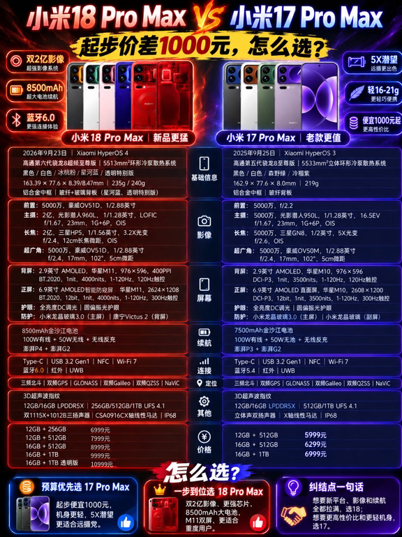 差价2000元！小米18/17 Pro Max怎么选？
