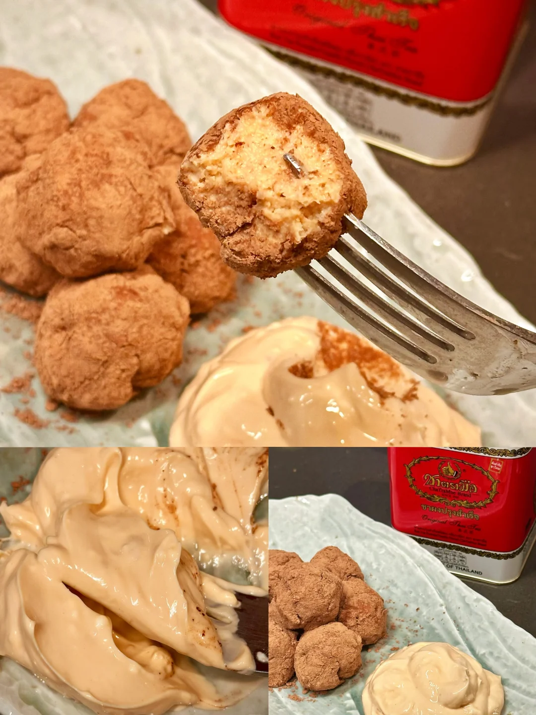 做出了泰奶咸法酪味解构提拉米苏球❗️巨香浓