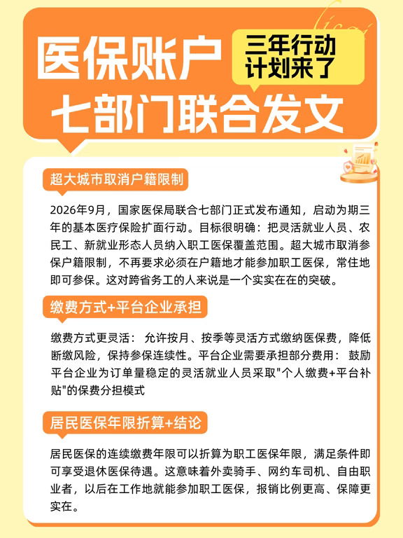 🔥医保账户三年行动计划来了！