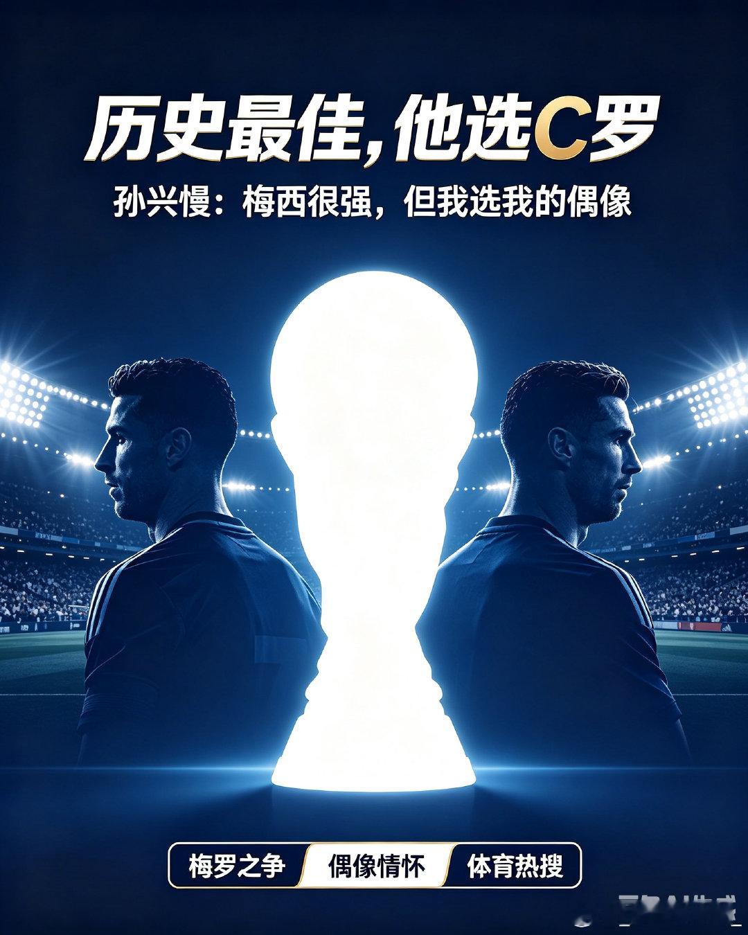 #孙兴慜说历史最佳选C罗#
孙兴慜谈梅罗GOAT之争：他承认梅西的伟大，但个人选择C罗。
其实这不是否定谁，而是在“客观实力”和“个人偶像情怀”之间，他选了自己成长路上的那束光。
 
#梅罗之争 #足球热搜 #体育话题 ​
