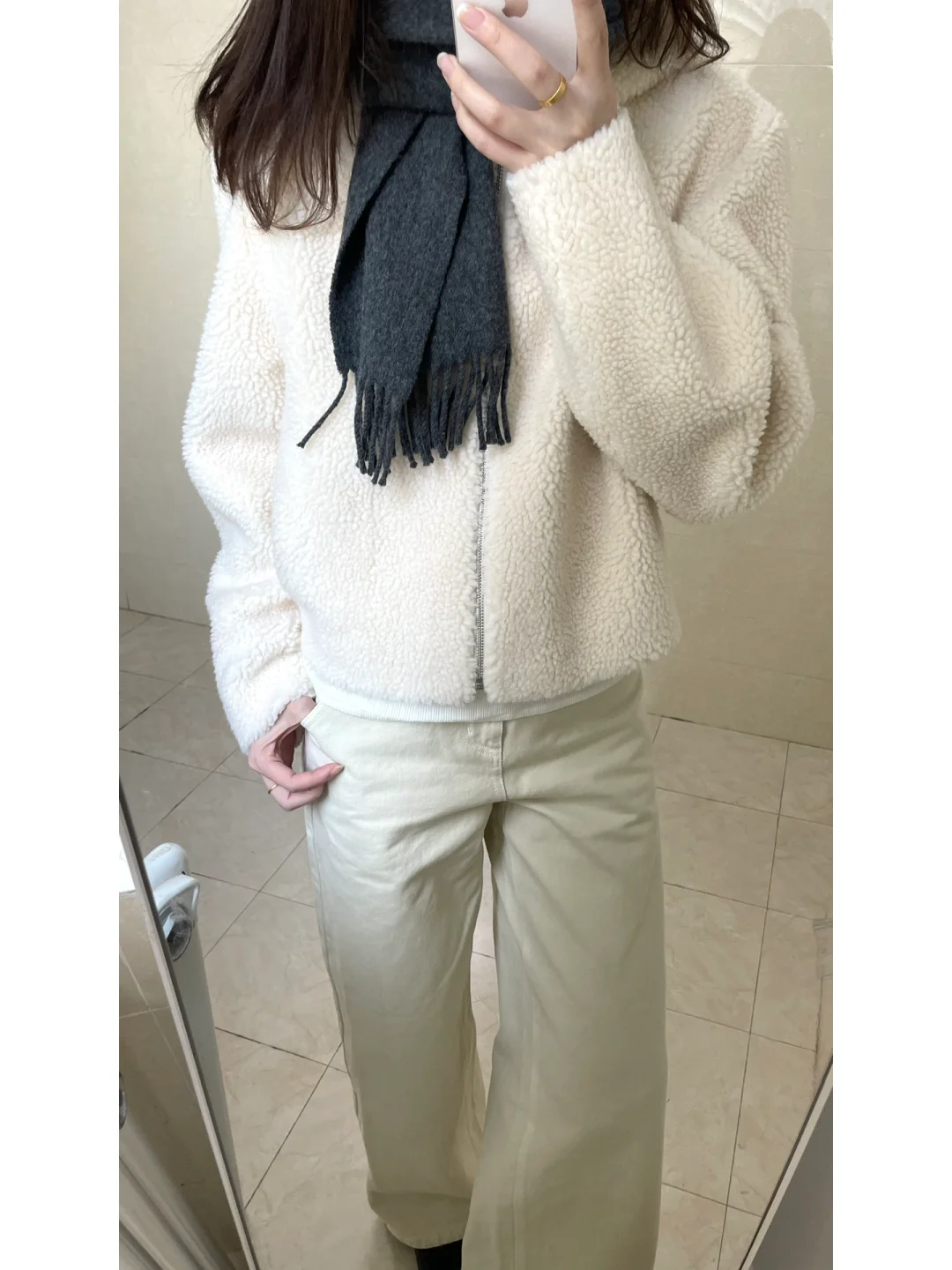 冬日All White/降温穿毛茸茸外套