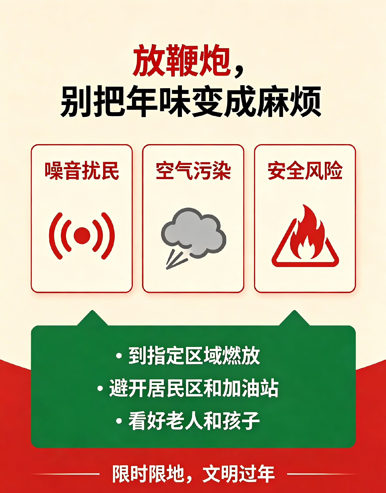 一刀切全面禁放确实少了年味，可完全放开又有安全隐患。更好的办法不是单纯禁止，而是分区域、分时段管控。
城区人口密集、靠近居