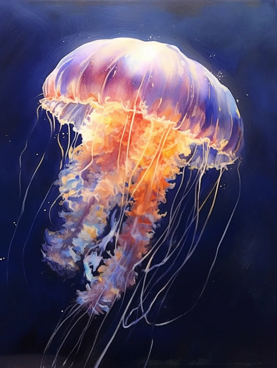 AI水彩：水母