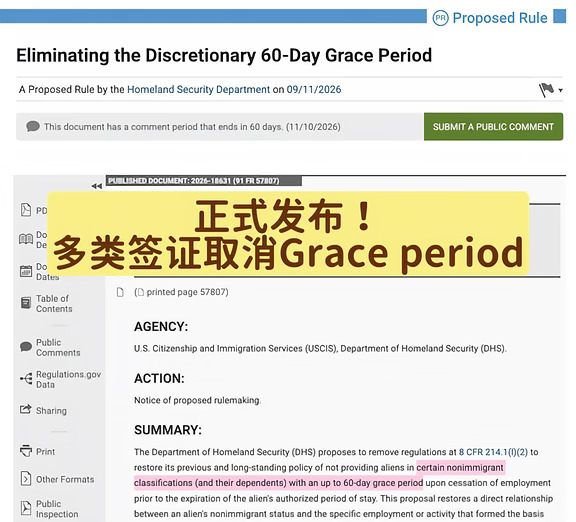 正式发布拟议rules：取消h1b Grace period
