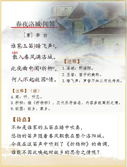古诗词解析 | 李白《春夜洛城闻笛》