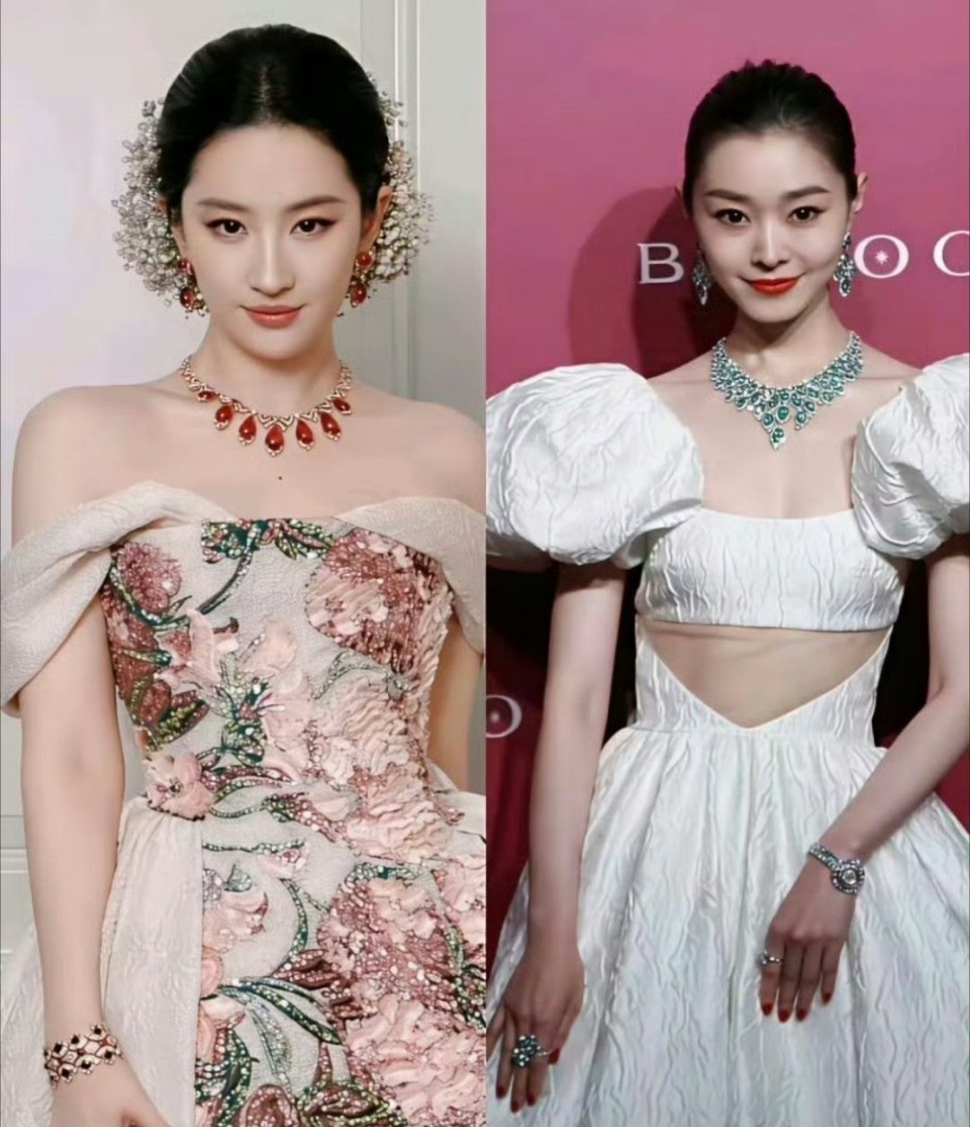 果然，人太好看就能把珠光宝气都掩盖了！你看刘亦菲和宋轶戴了这么大的项链却还是让人第一眼看脸。 ​​​