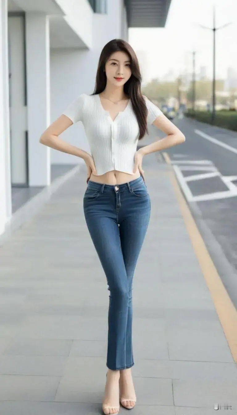 美女小姐姐的小蛮腰大长腿紧身牛仔真是美极品身材羡慕嫉妒恨