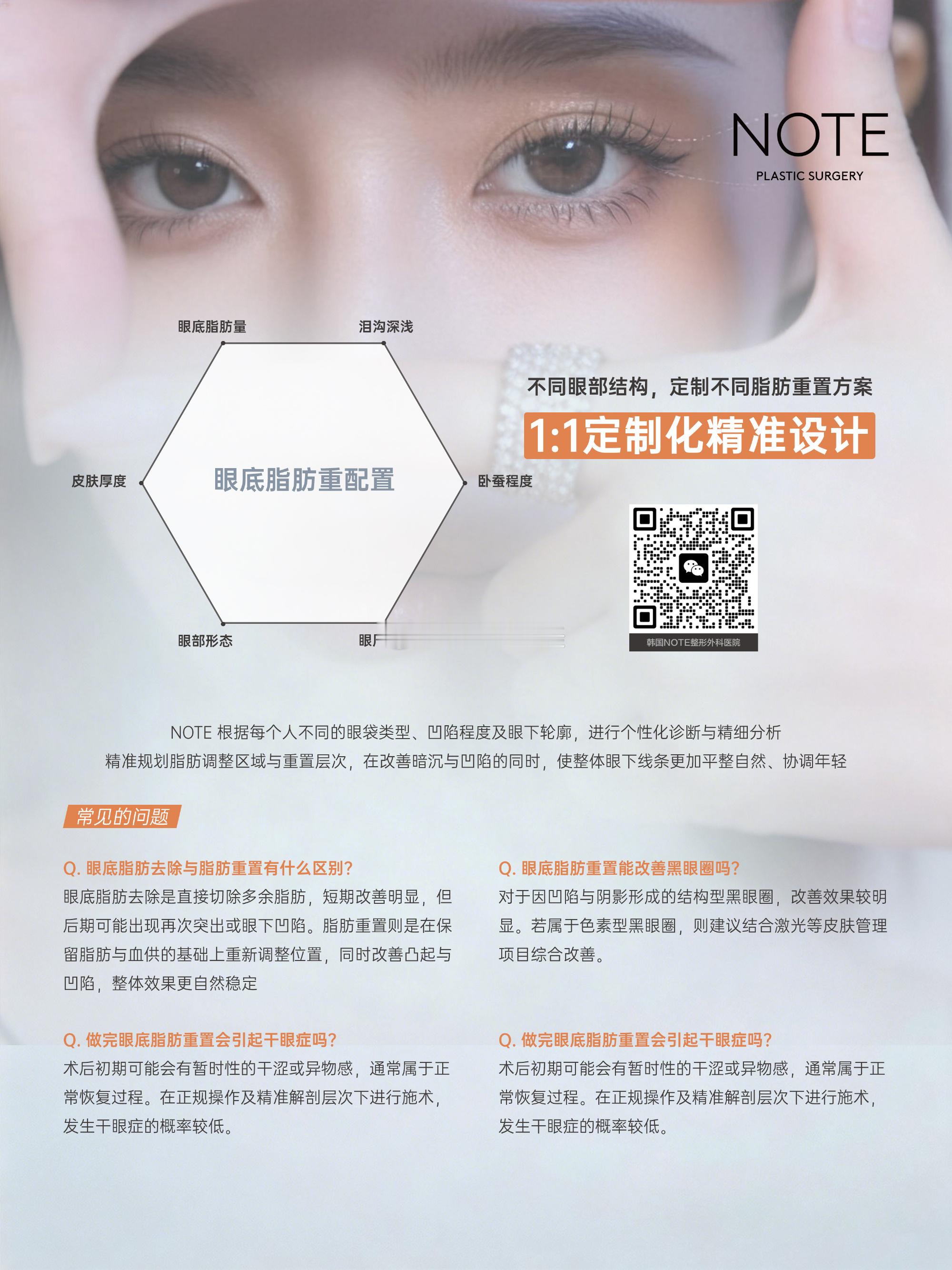 NOTE眼底脂肪重配置，不是简单去脂，而是通过内切方式，将眼下脂肪平复...