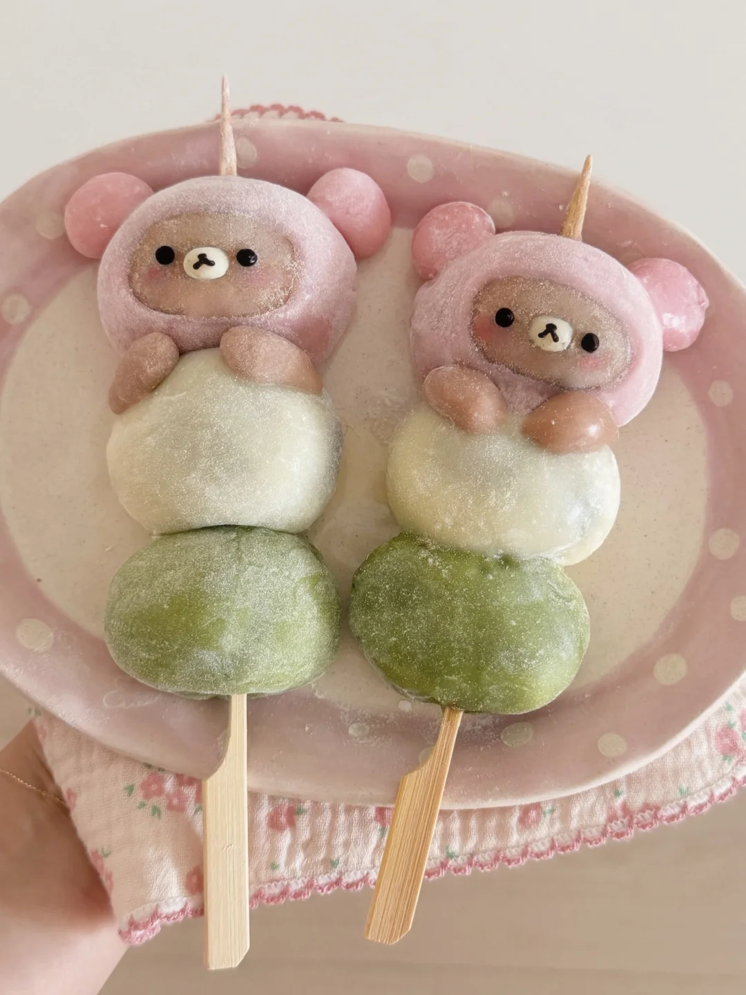 轻松熊豆沙大福三色团子～🍡