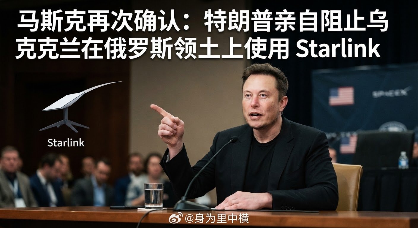 马斯克再次确认，是特朗普亲自阻止乌克兰在俄罗斯领土上使用 Starlink 的能力 ​