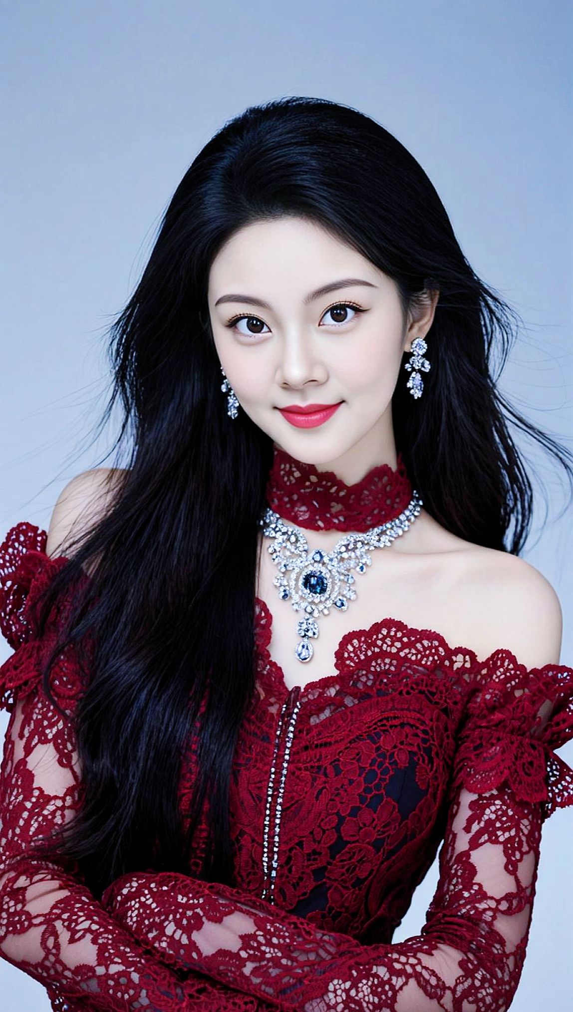 <p>酒红蕾丝写真 ai创作 美出高级感 美女 <!--{img:0}...