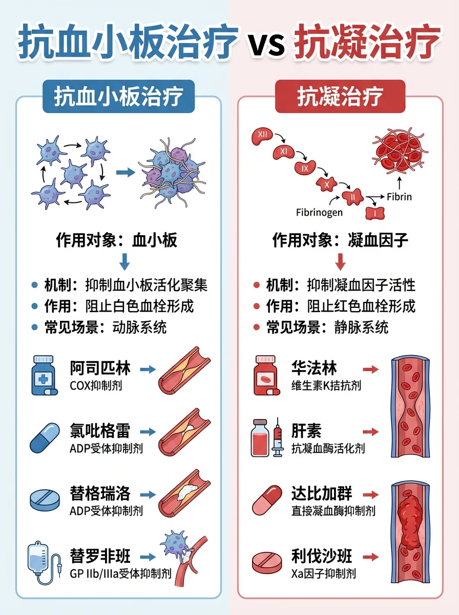 阿虎医考笔记📚「抗凝」or「抗板」对比✅