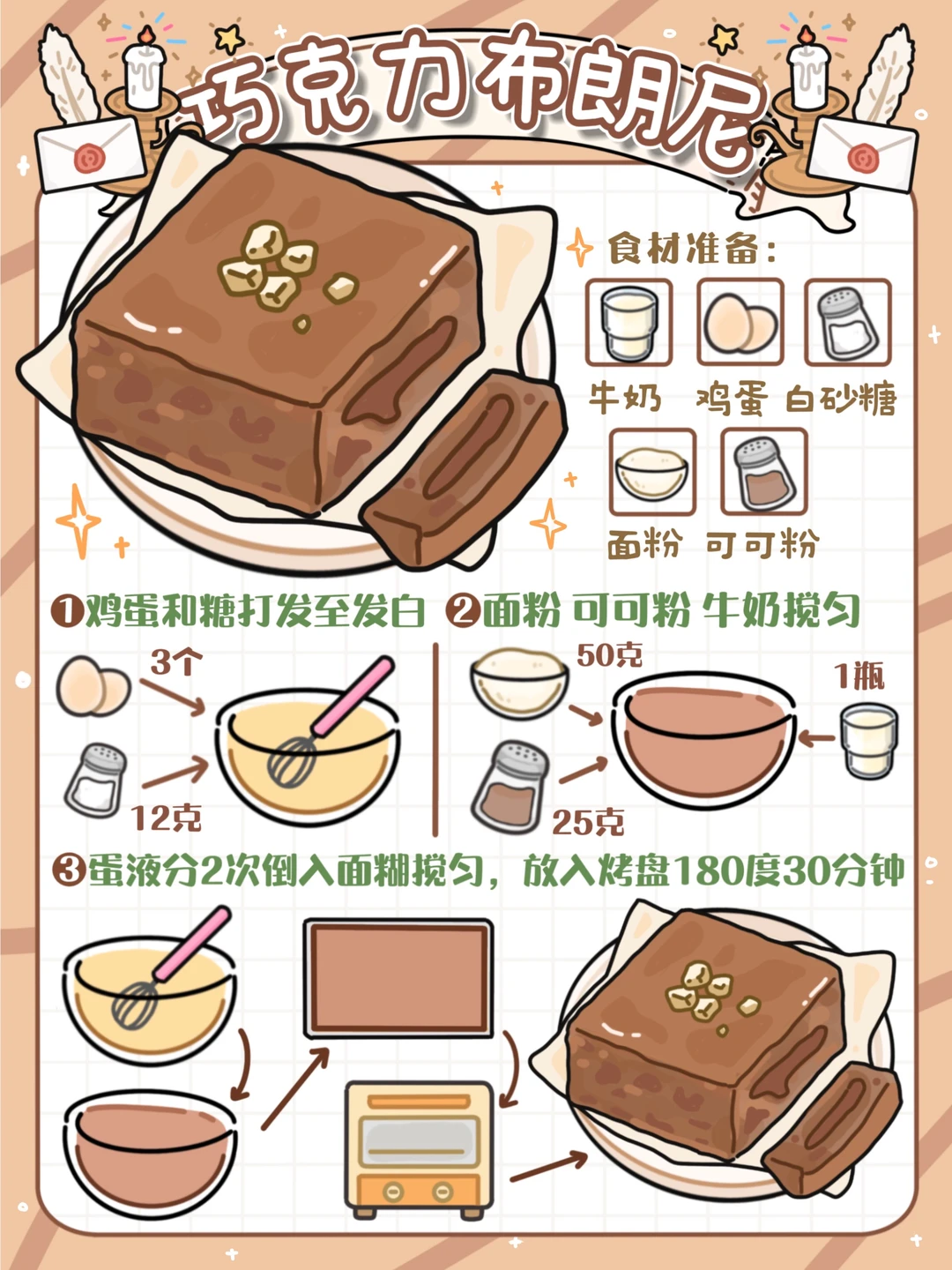 手绘食谱🍫｜搅一搅新手0️⃣失败‼️浓郁绵密🍰