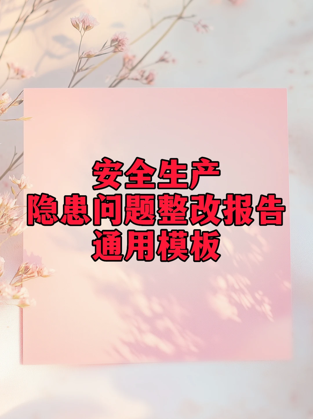 体制内：安全生产隐患问题整改报告通用模板