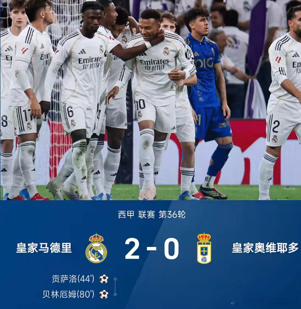 皇马 脸面之战！皇马2-0奥维耶多，贡萨洛破门，贝林厄姆替补建功！姆巴...
