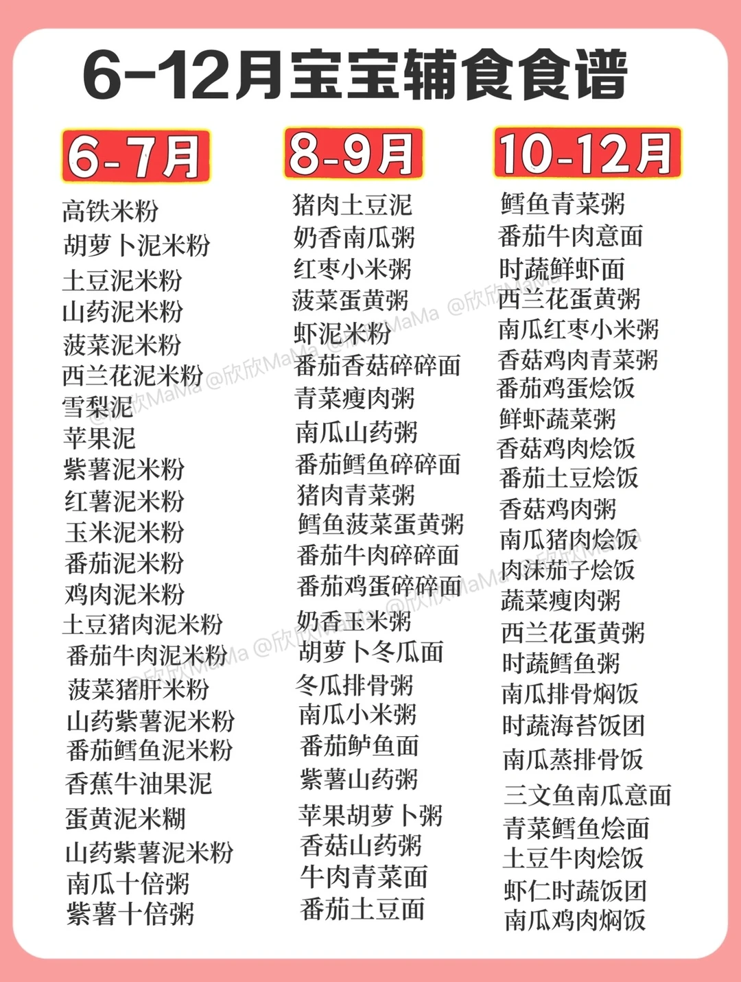 6-12月宝宝辅食食谱！附详细做法收藏✅