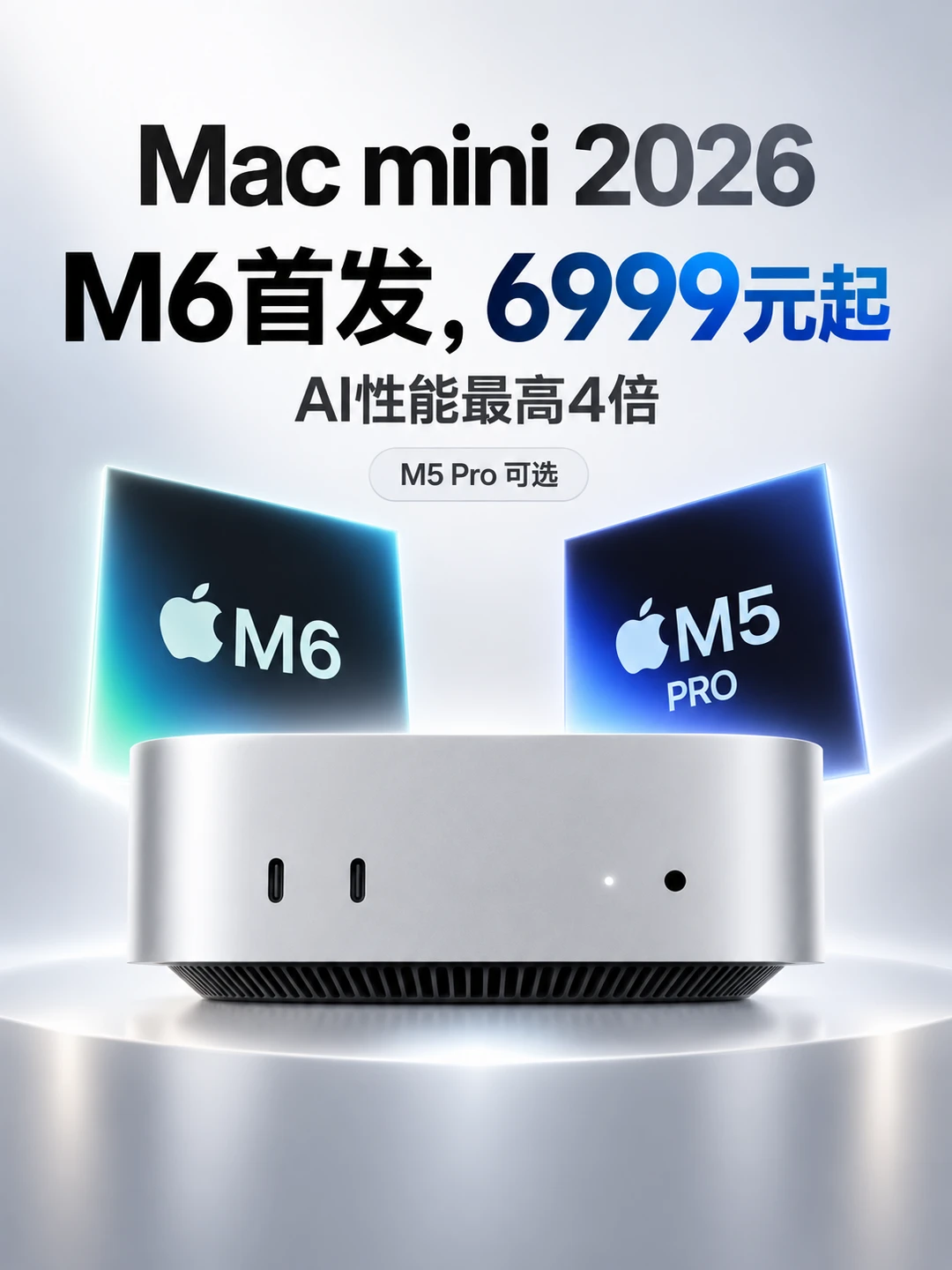 🖥️Mac mini 2026今天开售：M6首发，6999元起