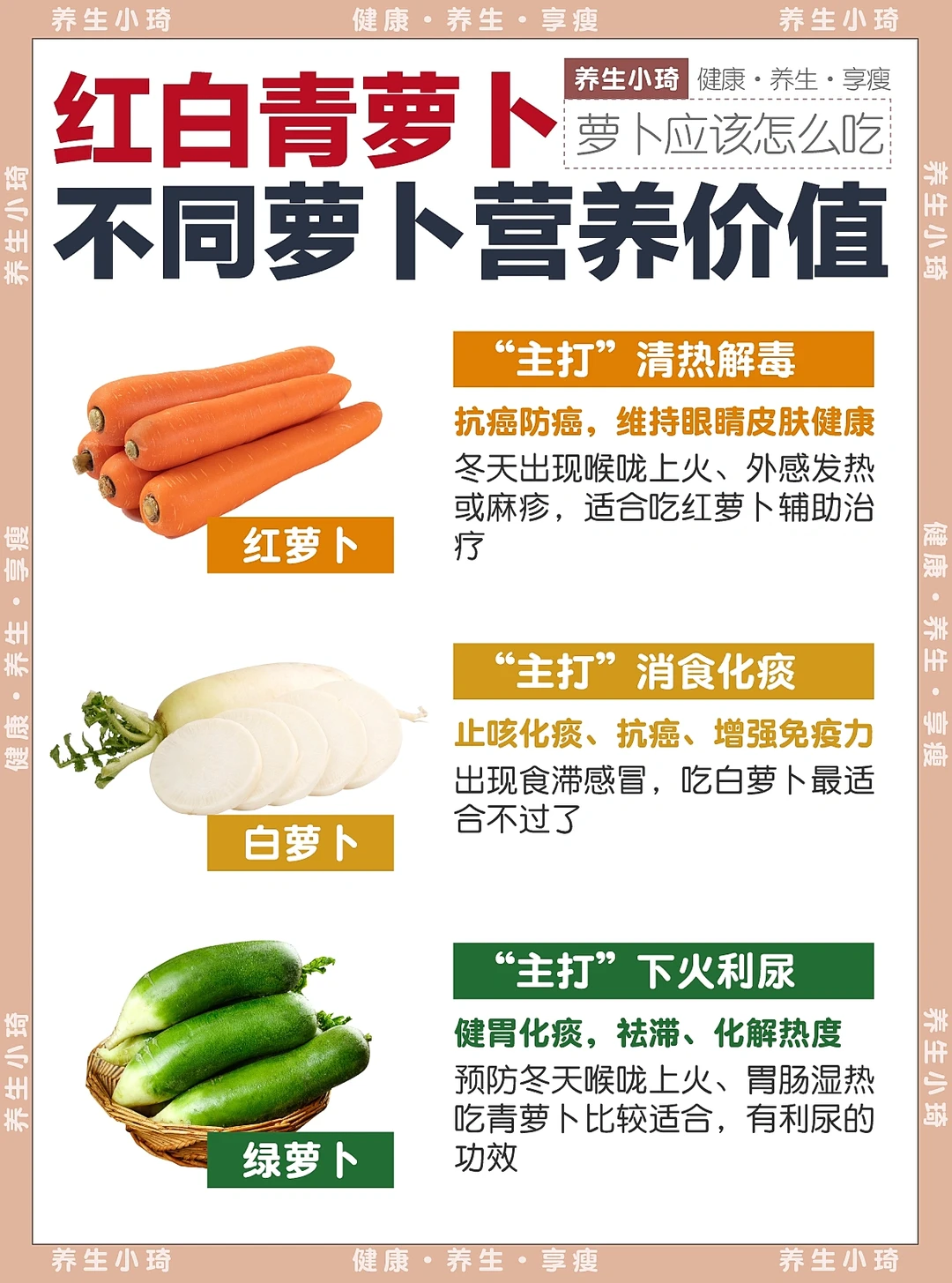 萝卜的营养价值｜清热解毒 消食化痰 利尿