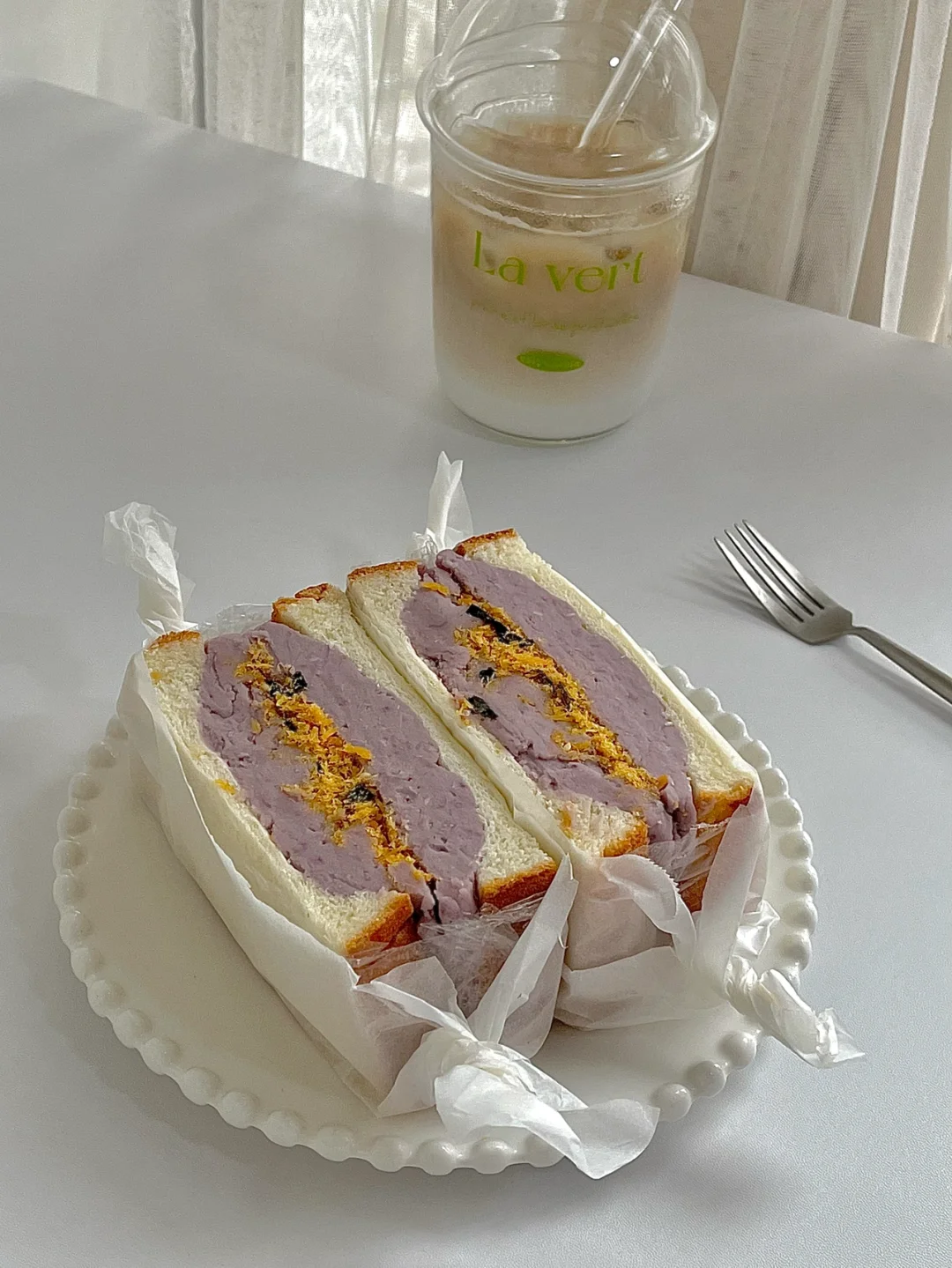 ☀️工作日早餐｜双层芋泥肉松三明治🥪