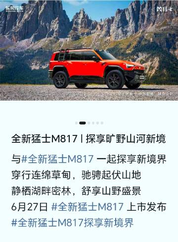 铁血猛士，满血华为，所以照片里的红色涂装是这么来的吧。这次新M817的...