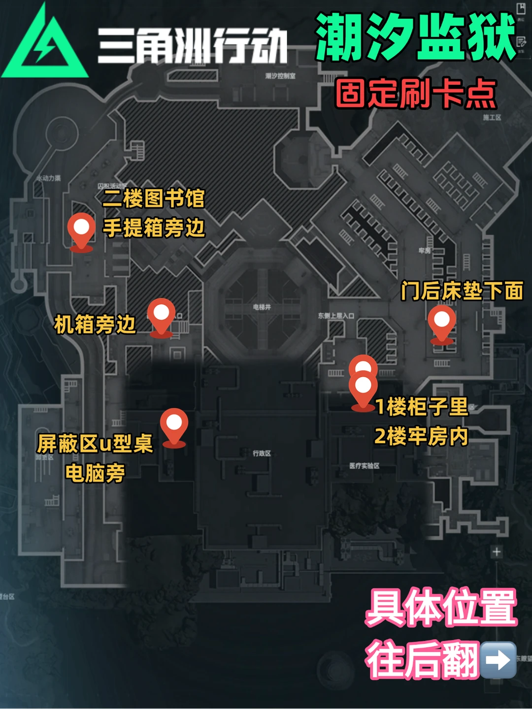 三角洲潮汐监狱全6个固定刷卡点！太赚了！