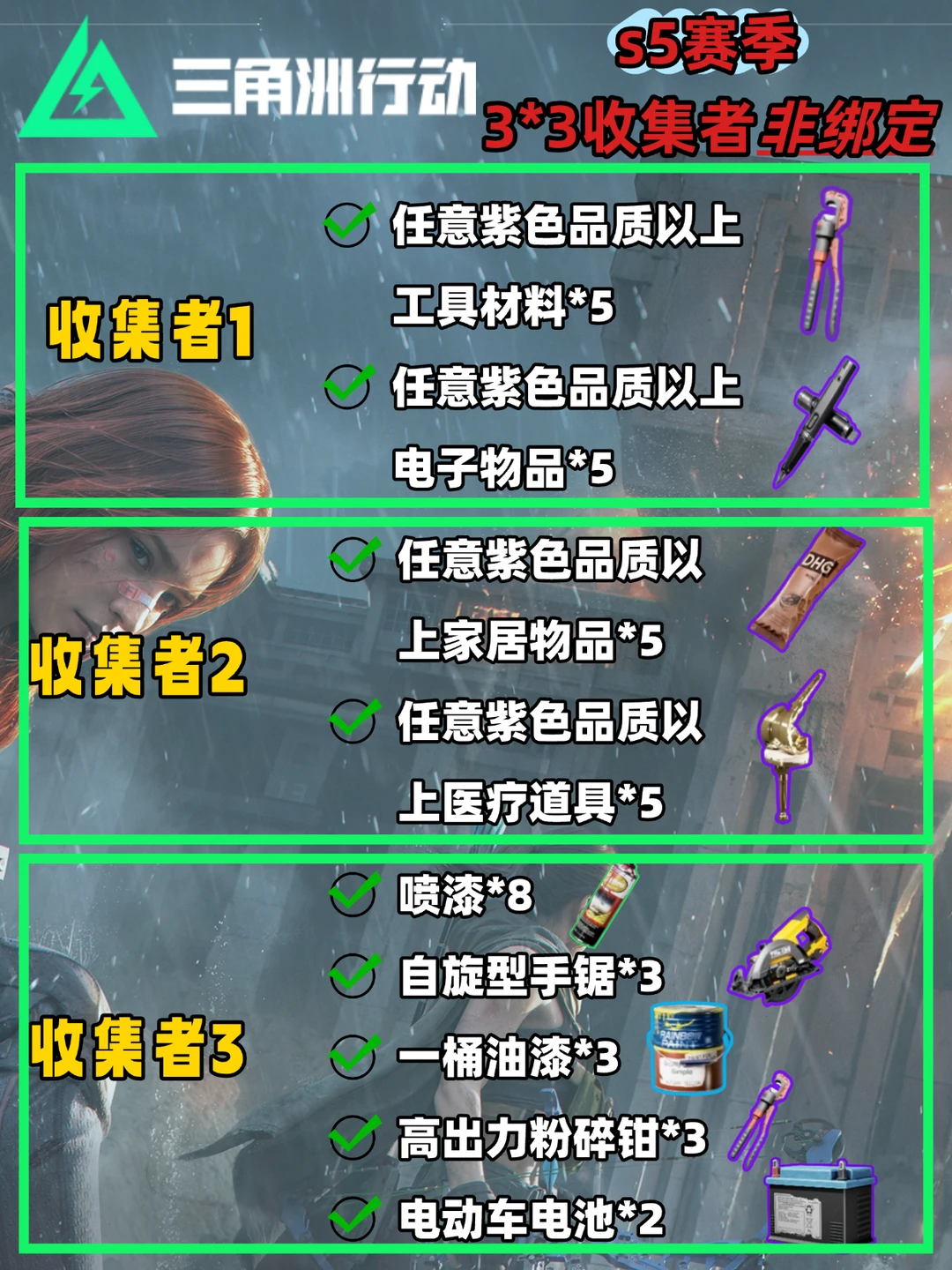 最新三角洲3x3任务s5收集者1-6！提前囤货