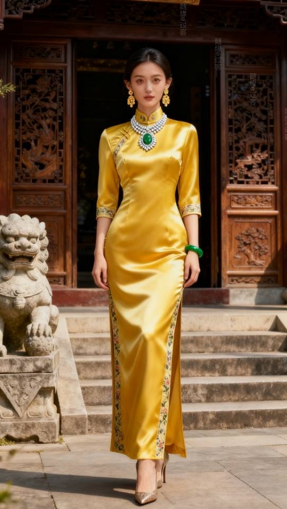 长旗袍美女写真。