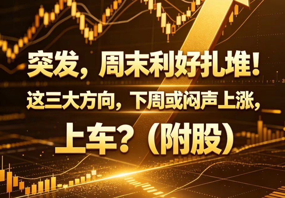 周末利好集中落地！下周三大潜力方向前瞻（附标的）每到周末，不少投资者都...