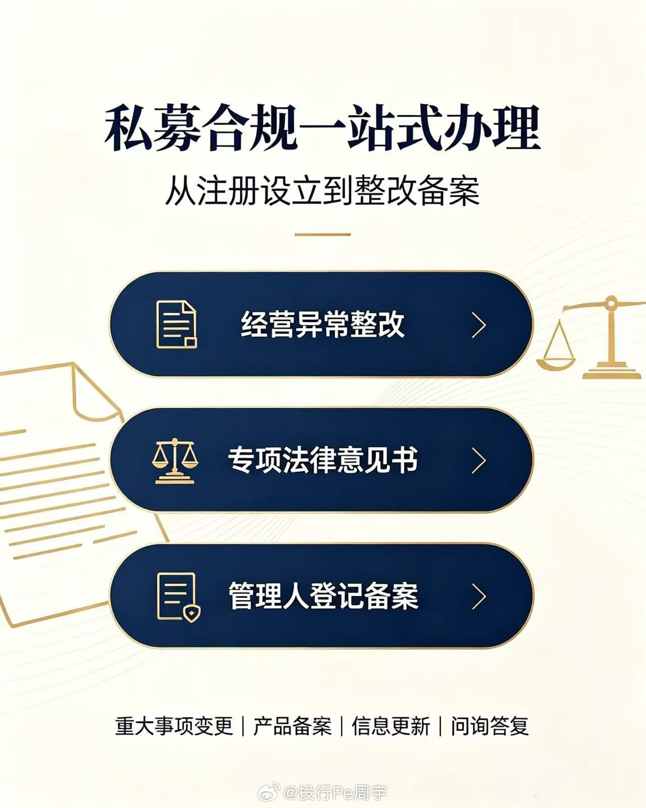 办理 : 私募基金注册经营异常整改+专项法律意见书 管理人登记备案︱重大事项变更私募基金金融家俱乐部资本市场财富管理投资投资人证券操盘手股票操盘手股票[超话] ​​​